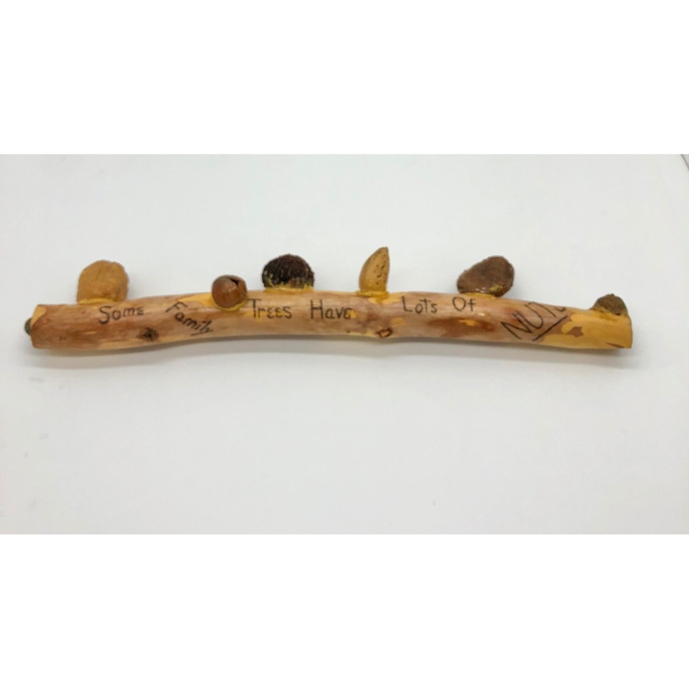Vintage Folk Art Wood Branch Sign Some Family Trees Have Lots Of NUTS Humor